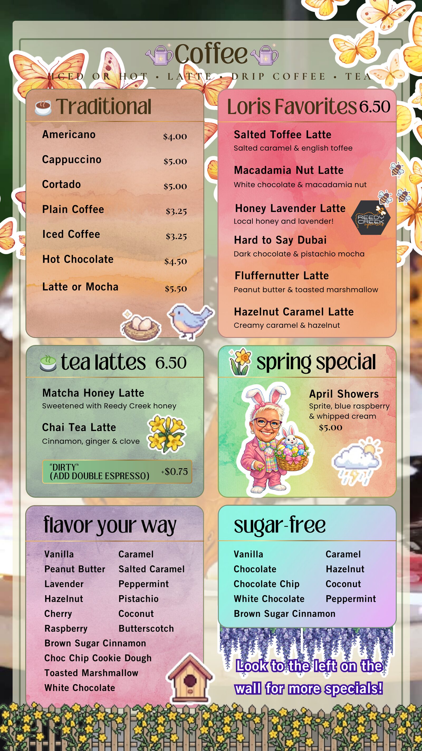 Coffee menu board